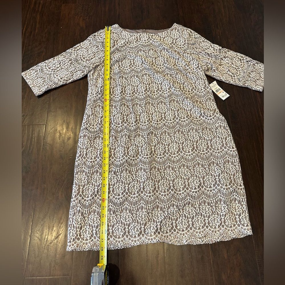 BRAND NEW WITH TAG! Jessica Howard Cream & Brown Lace Sheath Dress Size 14W - Picture 10 of 14